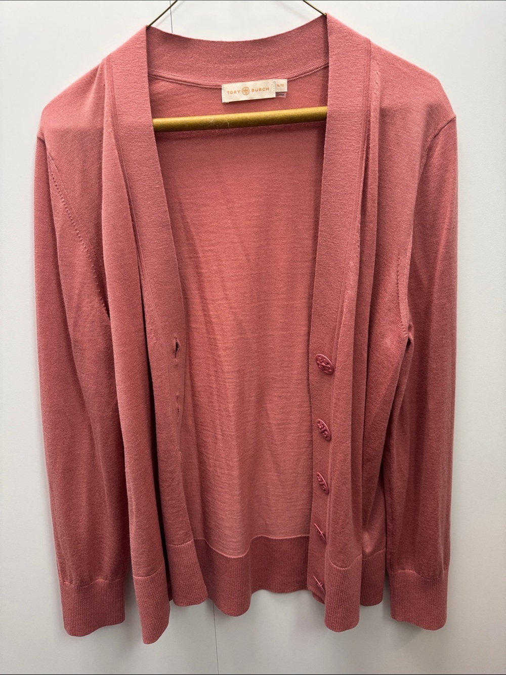 Tory Burch Dusty Rose Button-Front Cardigan